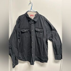 Wrangler Distressed Workwear Charcoal Button-Down Shirt